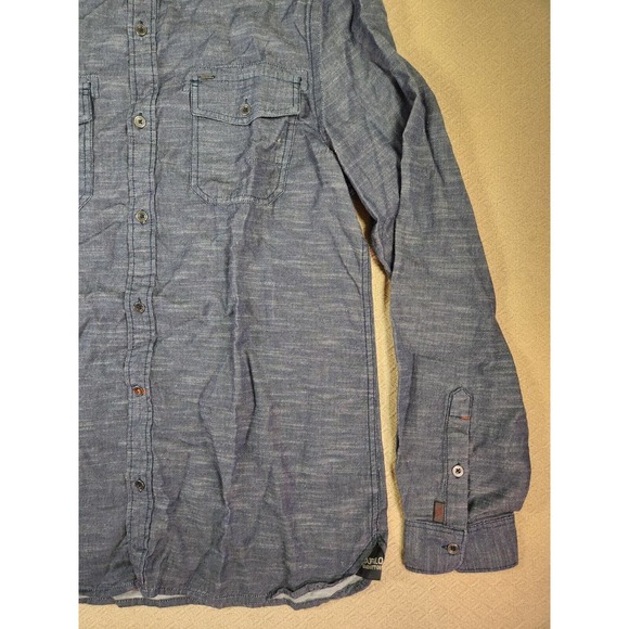 Buffalo by David Bitton Shirt Mens Large L Metal Button Up Collar Blue NWOT - Picture 2 of 12